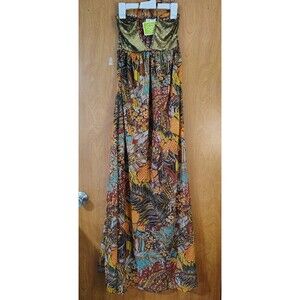 Deja Vu Maxi Dress Sz M Halter Boho Tribal Summer Beach Coastal Vacation